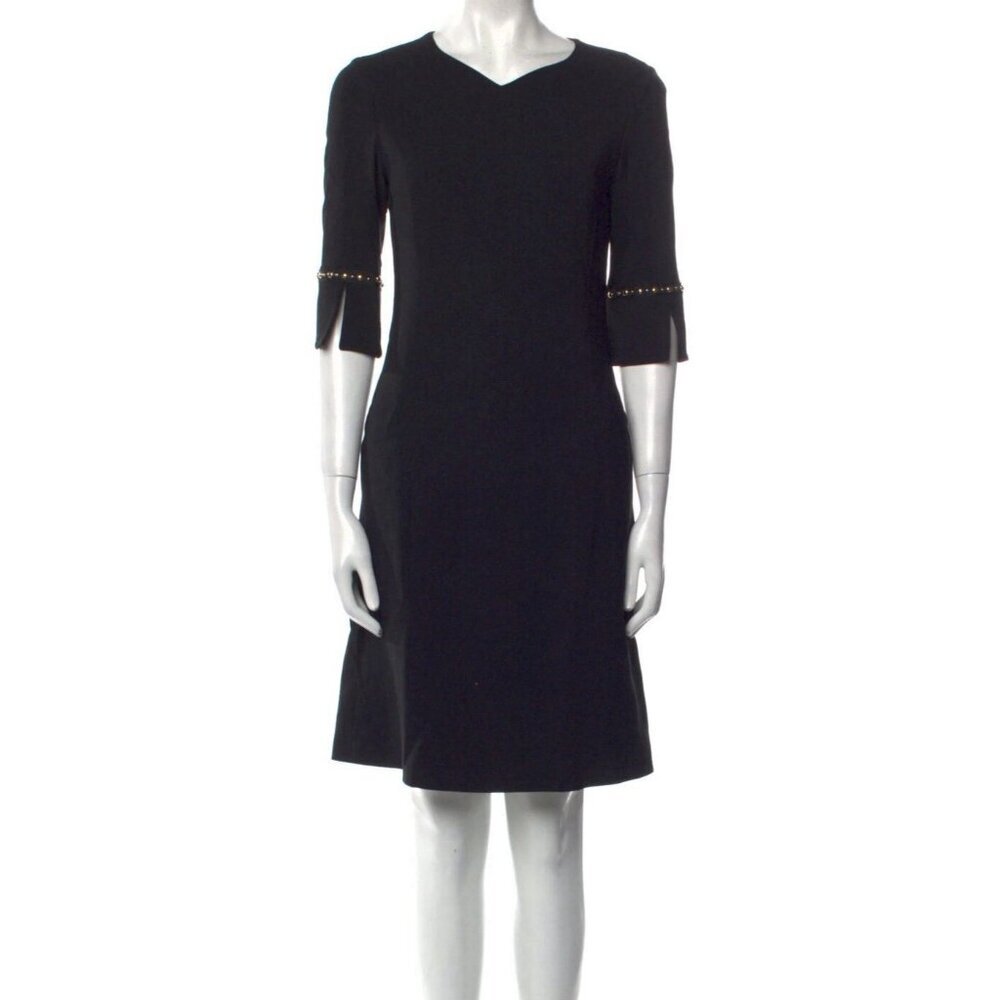 Versace Vintage Black Dress Embellished W Gold Round Metal Sleeves Size 42 New